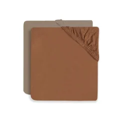 Jollein                    Lot de 2 draps housse jersey    Caramel/Biscuit            60x120 cm