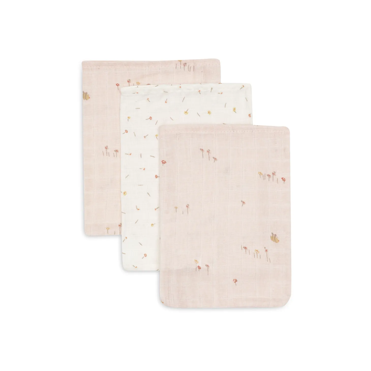 Jollein Lot de 3 Gant de Toilette Gaze de Coton Pretty Picnic Multicolore 15x20 cm