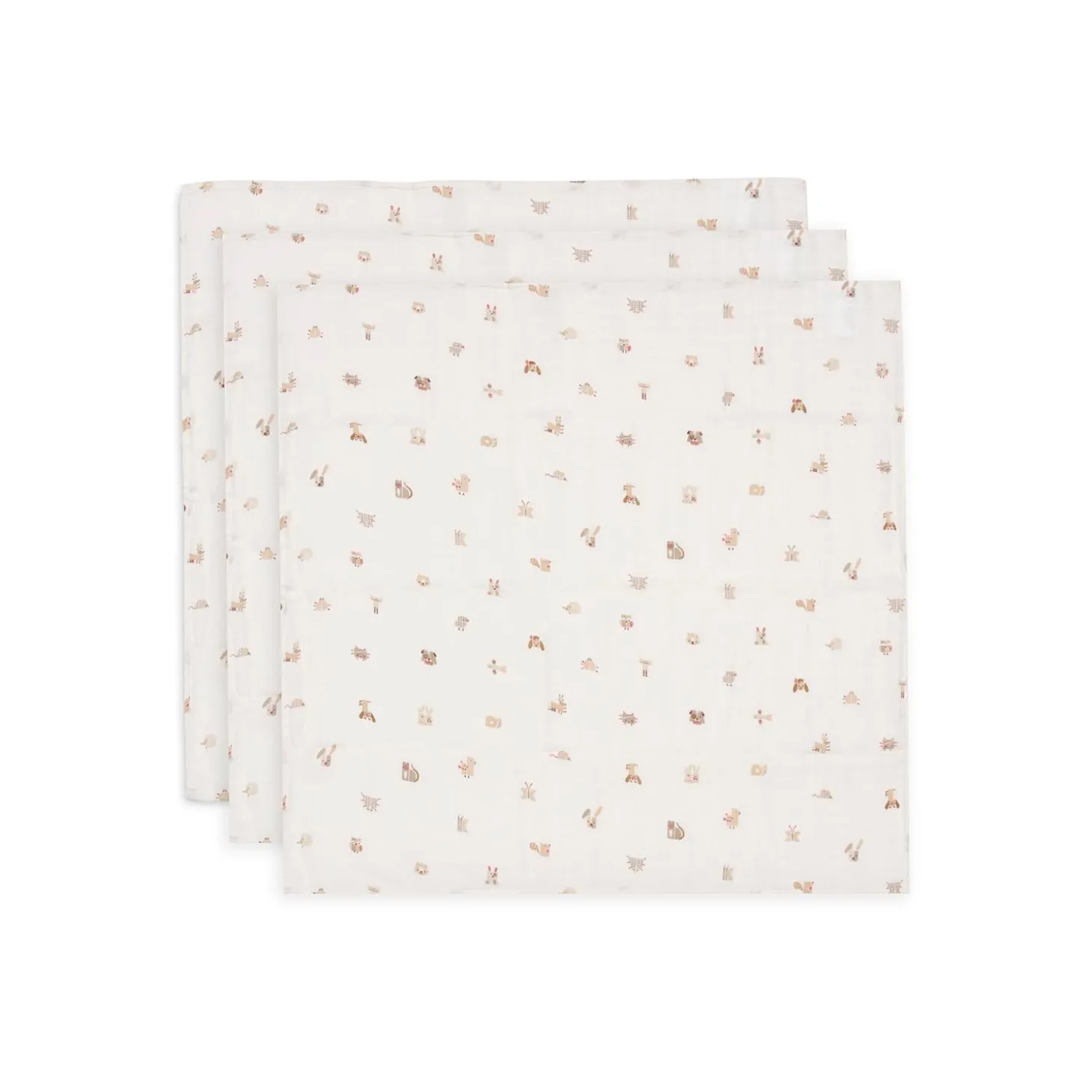 Jollein Lot de 3 Lange Gaze de Coton Small Animal Friends Multicolore 70x70 cm