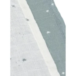 Jollein                    Lot de 3 Langes Gaze de Coton Twinkling     Sea Green            70x70 cm