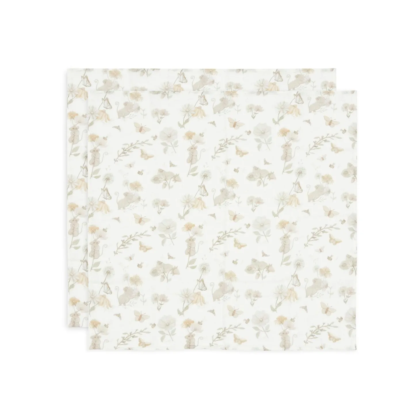 Jollein Lot de 2 langes gaze de coton small dreamy mouse 70x70 cm