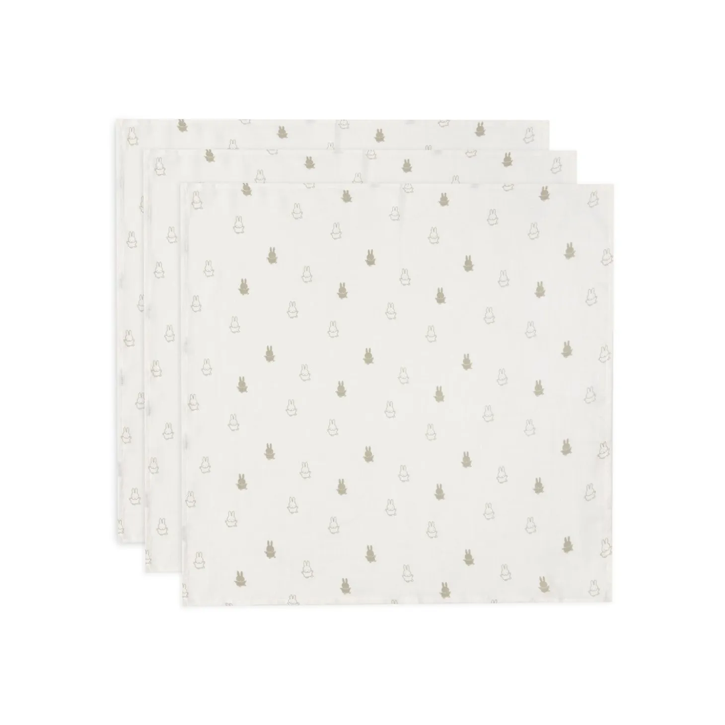 Jollein Lot de 3 Langes gaze de coton small Miffy Olive Green 70x70 cm