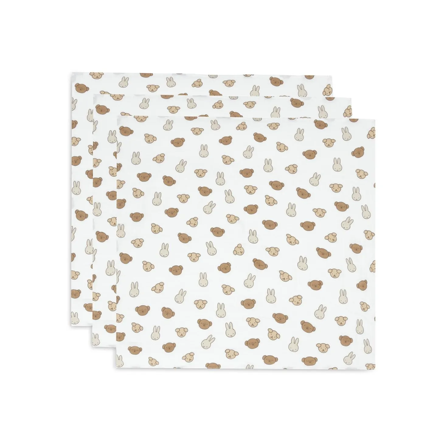 Jollein Lot de 3 Langes Small Miffy and Friends Multicolor 70x70 cm