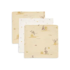 Jollein Lot de 3 Serviette Gaze de Coton Kangaroots Multicolore 31x31 cm