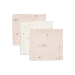 Jollein Lot de 3 Serviette Gaze de Coton Pretty Picnic Multicolore 31x31 cm