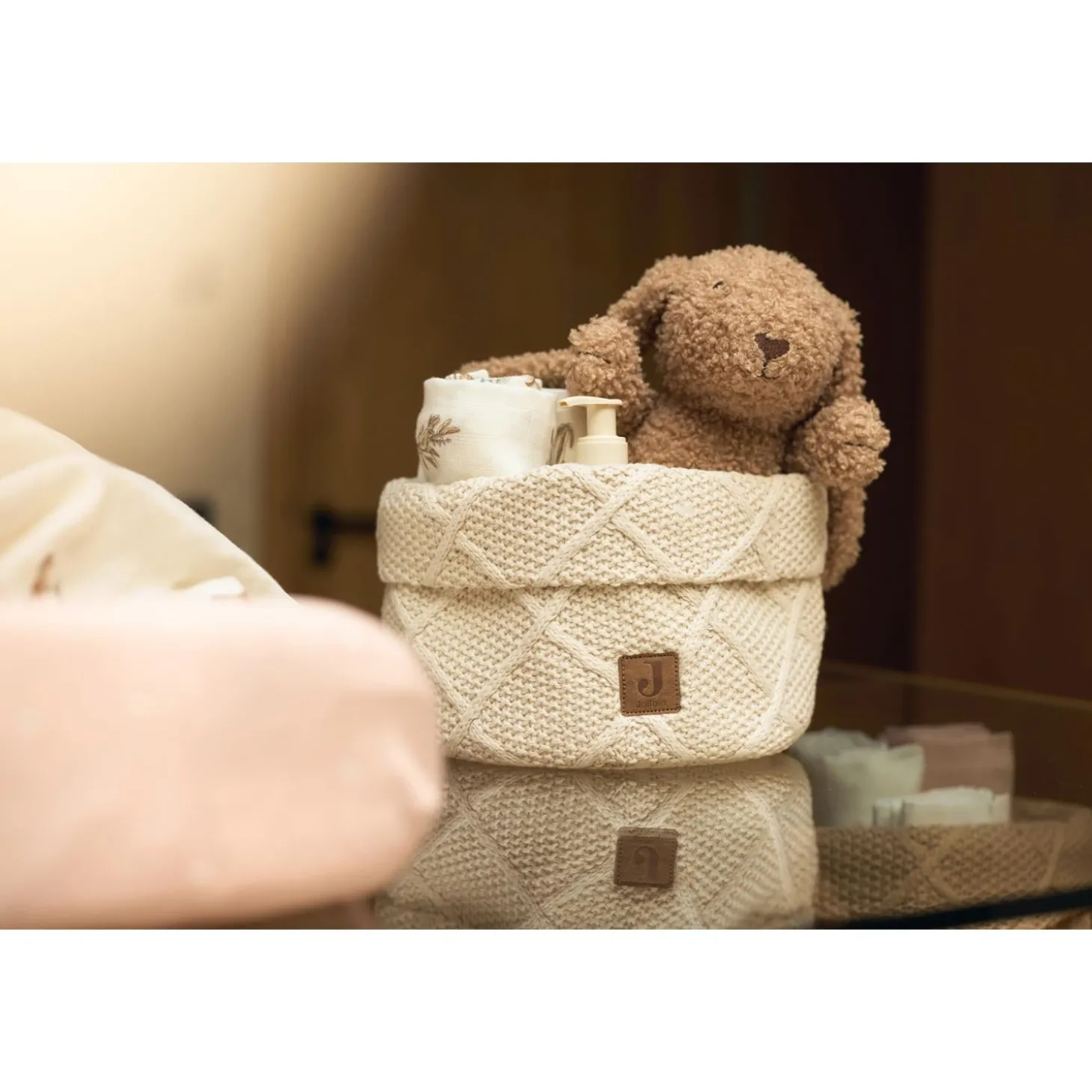 Jollein Panier de Soins Check Knit Oatmeal