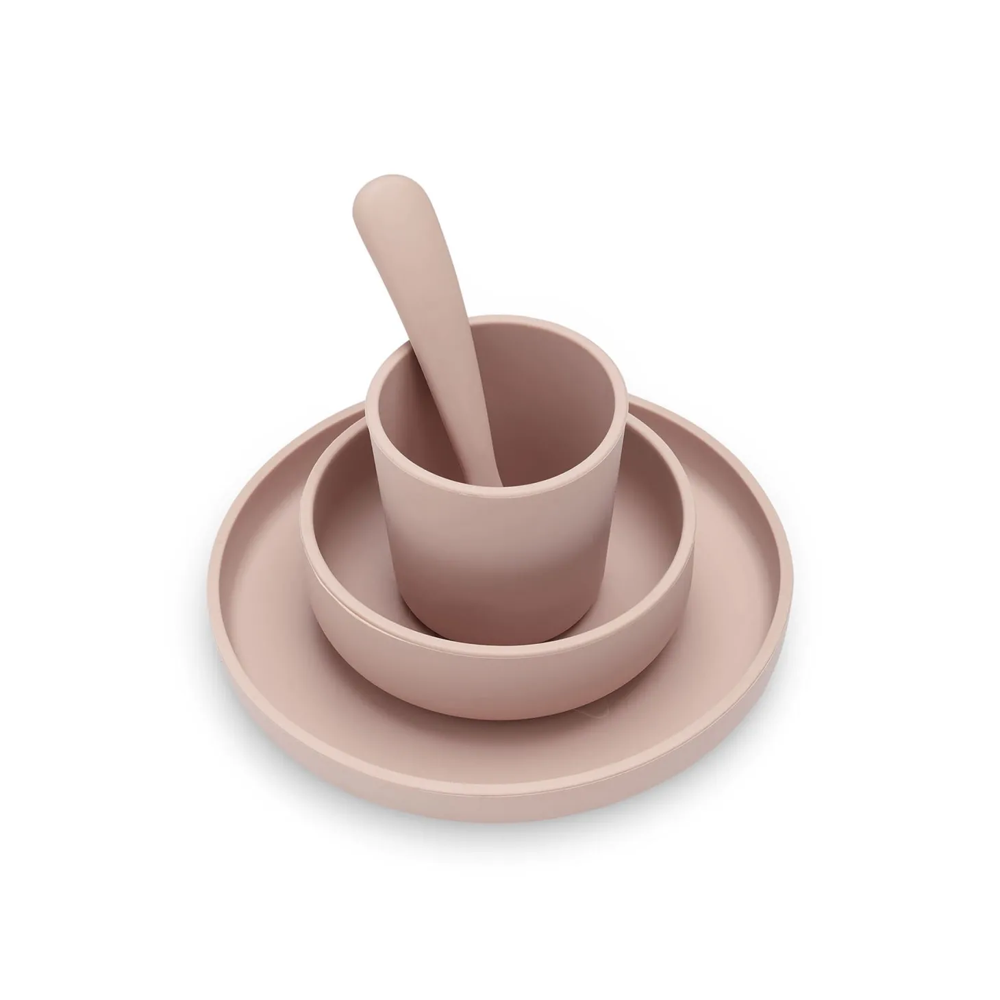 Jollein Set de table bébé silicone (4pcs) Pale Pink