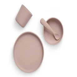 Jollein Set de table bébé silicone (4pcs) Pale Pink