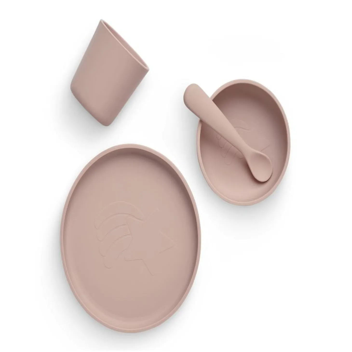 Jollein Set de table bébé silicone (4pcs) Pale Pink