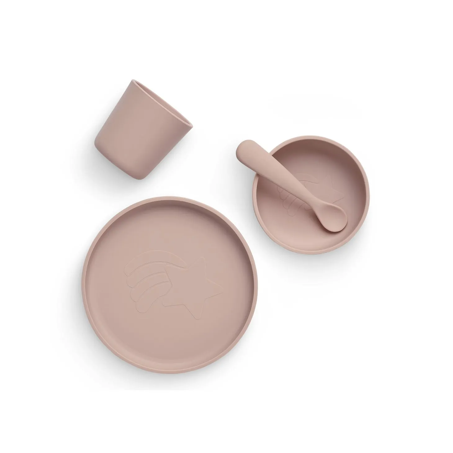 Jollein Set de table bébé silicone (4pcs) Pale Pink