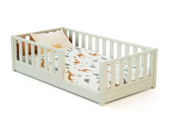 Jurababy                    Lit évolutif enfant au sol en bois Sonho    Blanc Perle            70x140 cm