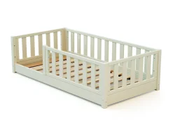 Jurababy Lit évolutif enfant au sol en bois Sonho Blanc Perle 70x140 cm