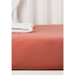 Kadolis Drap housse en coton bio pour lit bébé Terracotta 60x120 cm
