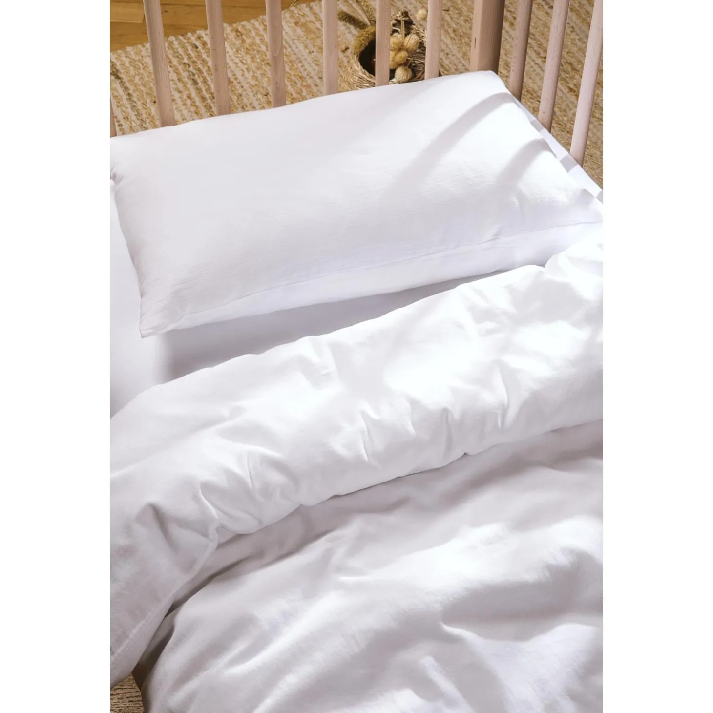 Kadolis Housse de couette bébé pur Coton Bio Blanc 100x140 cm