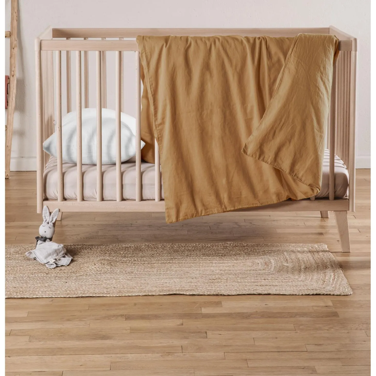 Kadolis Housse de couette Bébé Satin de coton bio lavé Ambre 100x140 cm