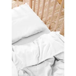 Kadolis Housse de couette Bébé Satin de coton bio lavé Blanc craie 100x140 cm