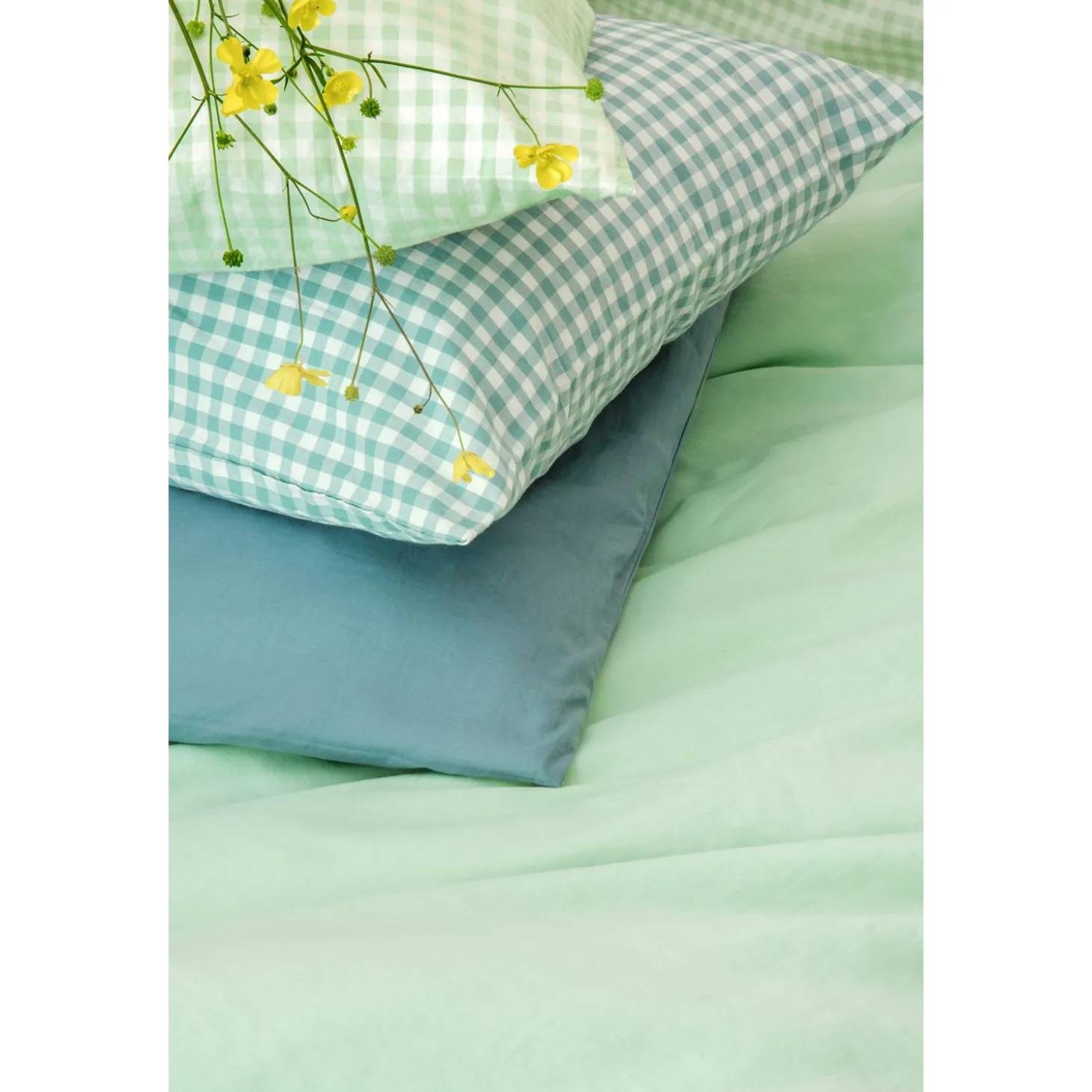 Kadolis Taie d'oreiller Percale de Coton Bio Vichy Vichy Azur 40x60 cm