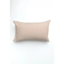Kadolis Taie d'oreiller Percale de Coton Bio Rayé Peach 40x60 cm