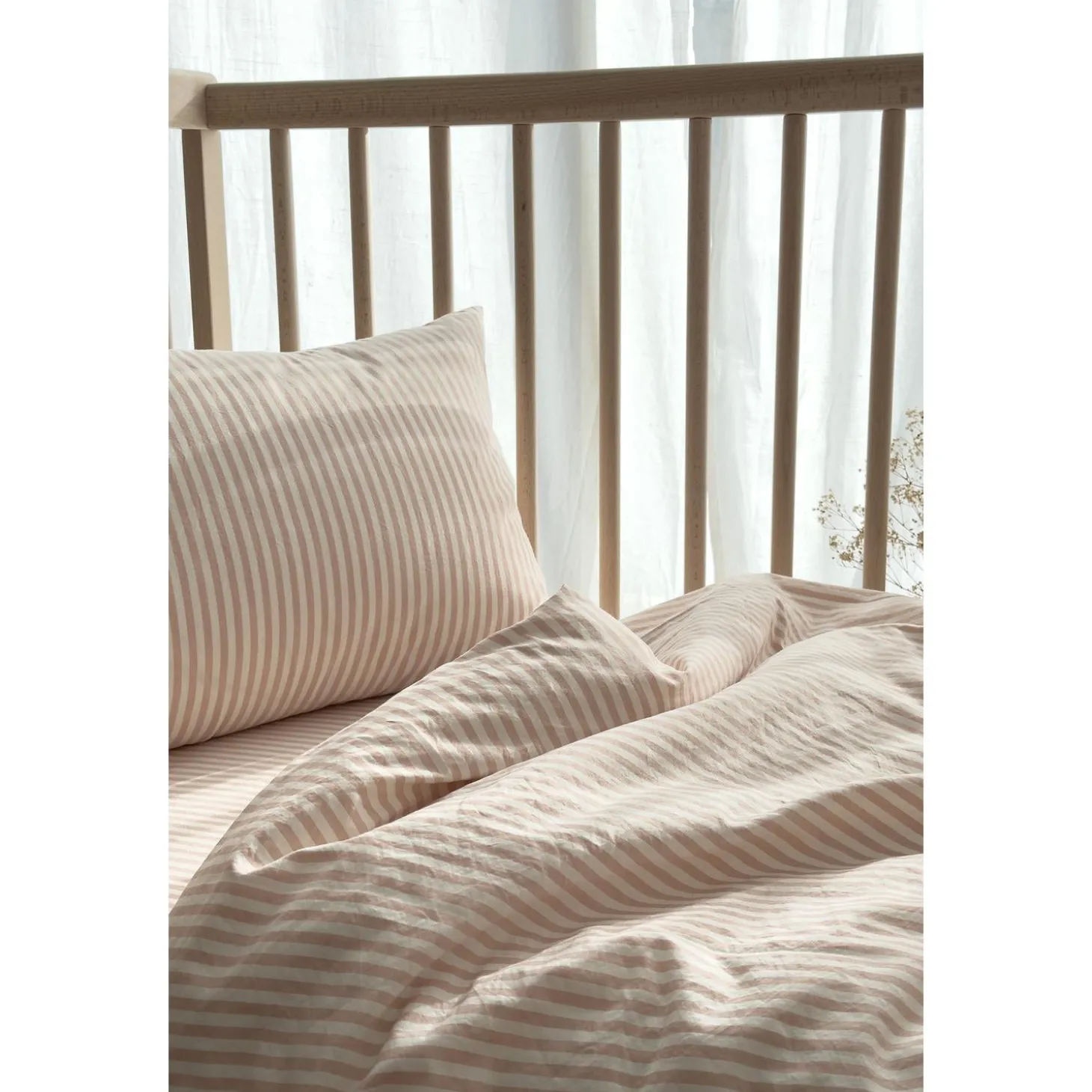 Kadolis Taie d'oreiller Percale de Coton Bio Rayé Peach 40x60 cm