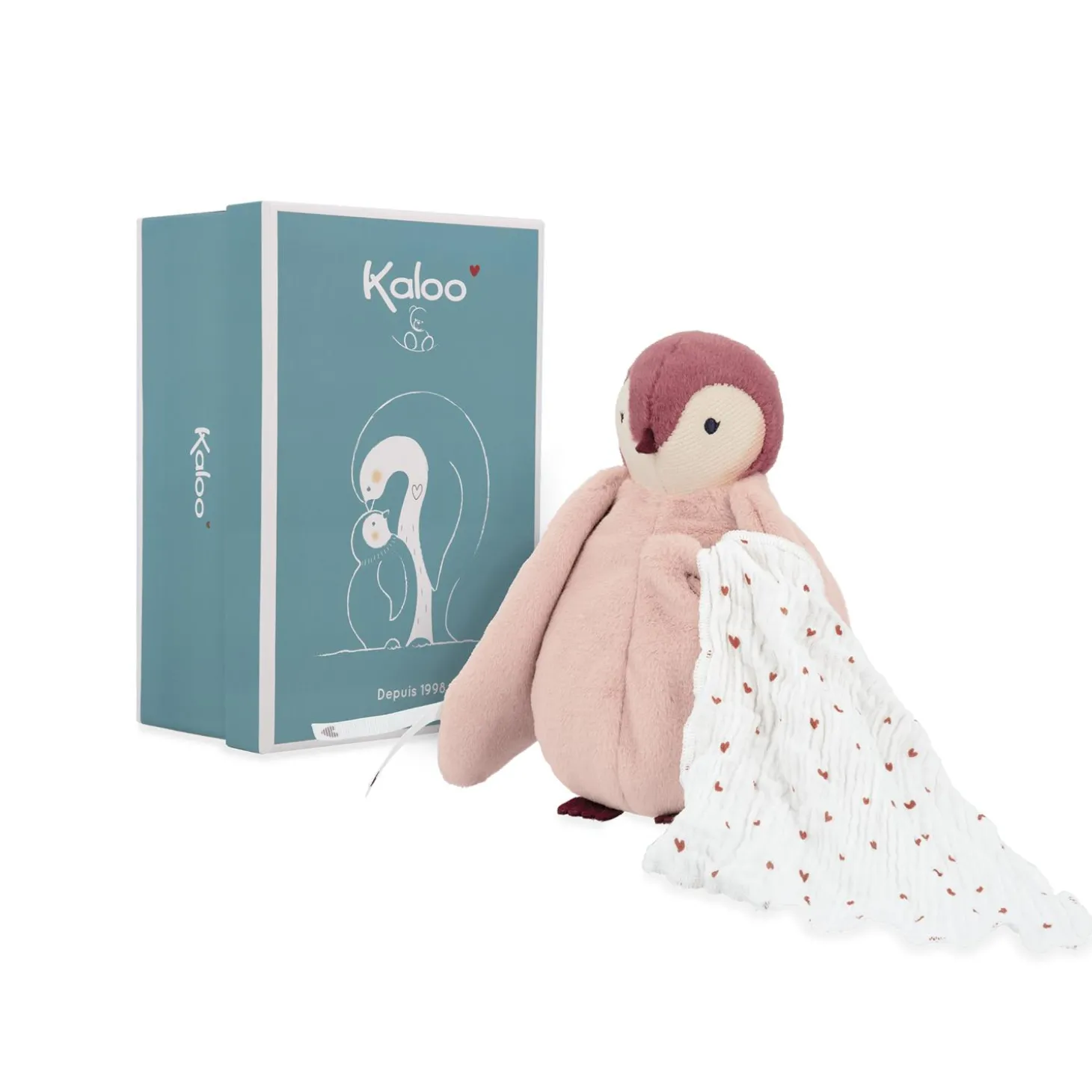 Kaloo Peluche à bisous manchot Rose