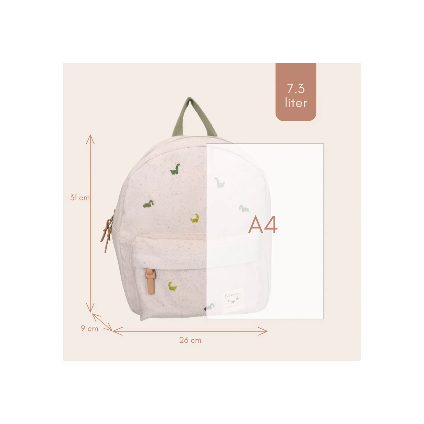 Kidzoom Sac à dos enfant dinosaures Beige