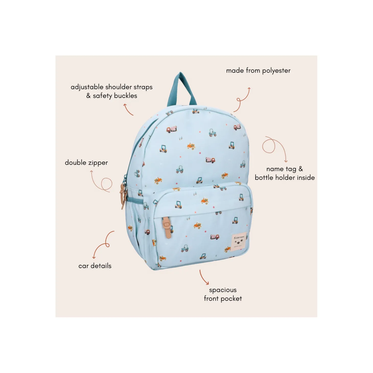Kidzoom Sac à dos enfant véhicules Bleu