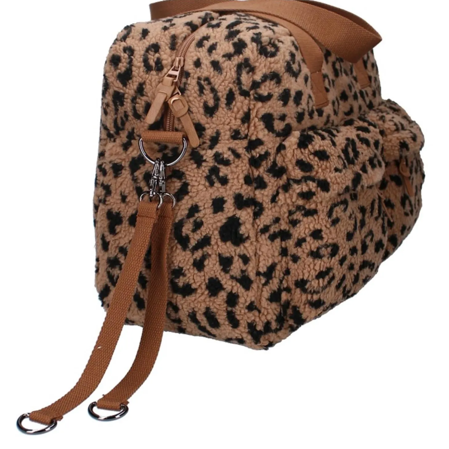 Kidzroom Sac à langer sherpa léopard Caramel