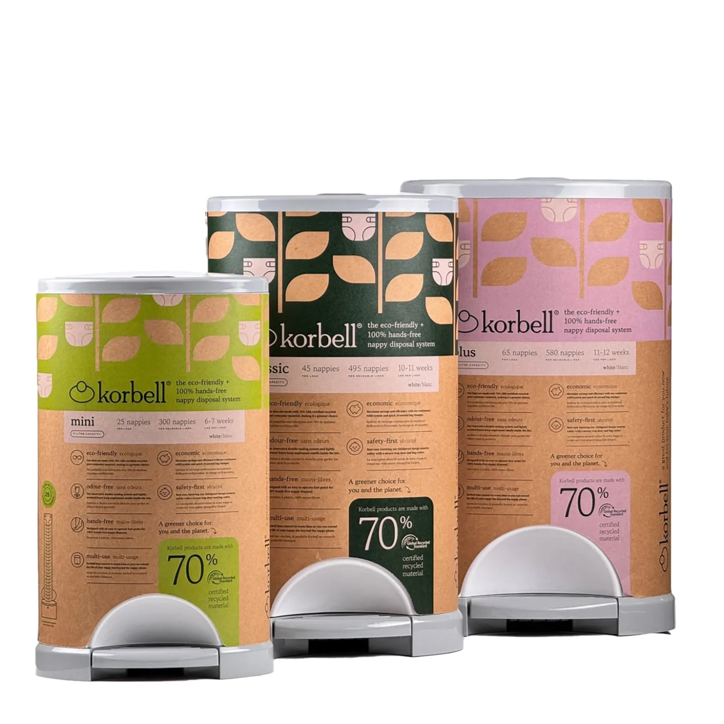 Korbell Poubelle Plus + 1 recharge Blanc 26 l