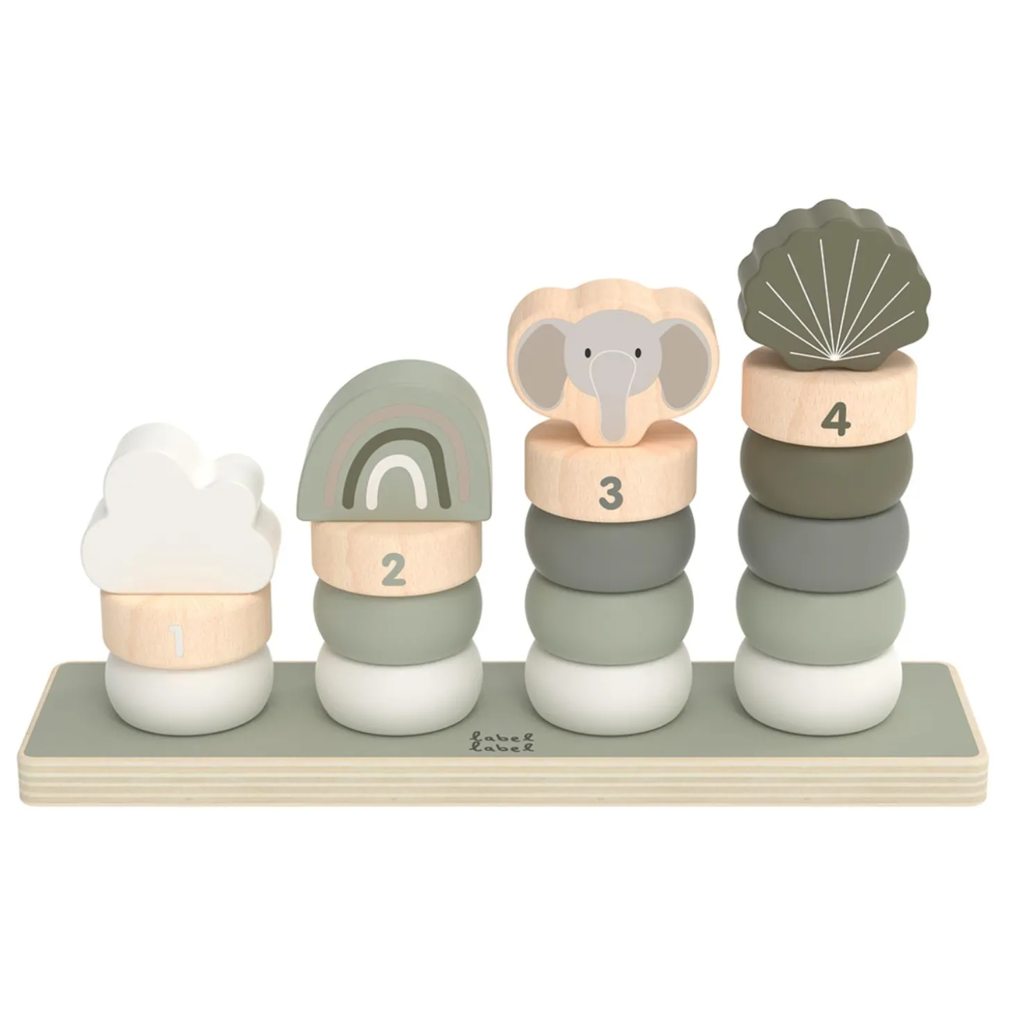 Label Label Anneaux à empiler en bois Vert Olive