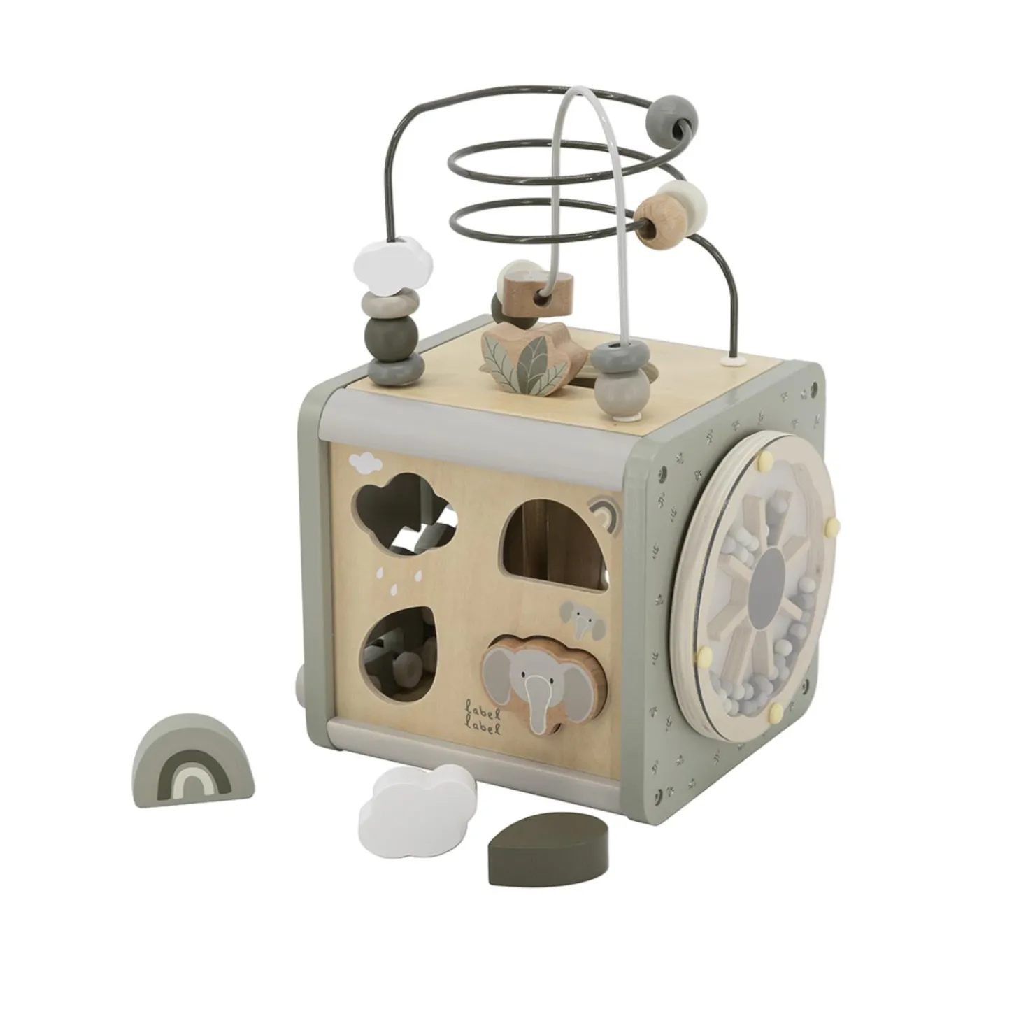 Label Label Cube d'activités en bois Vert olive