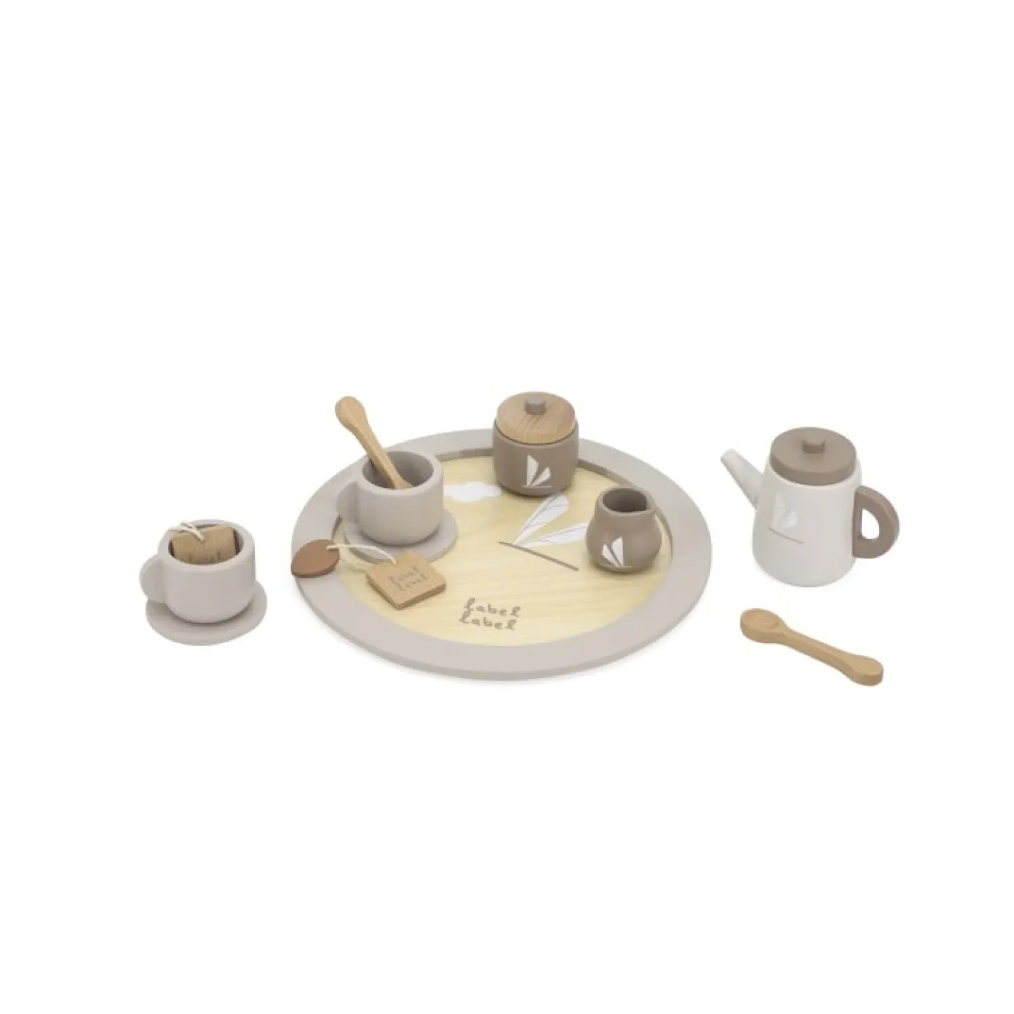 Label Label Service à thé en bois Nougat