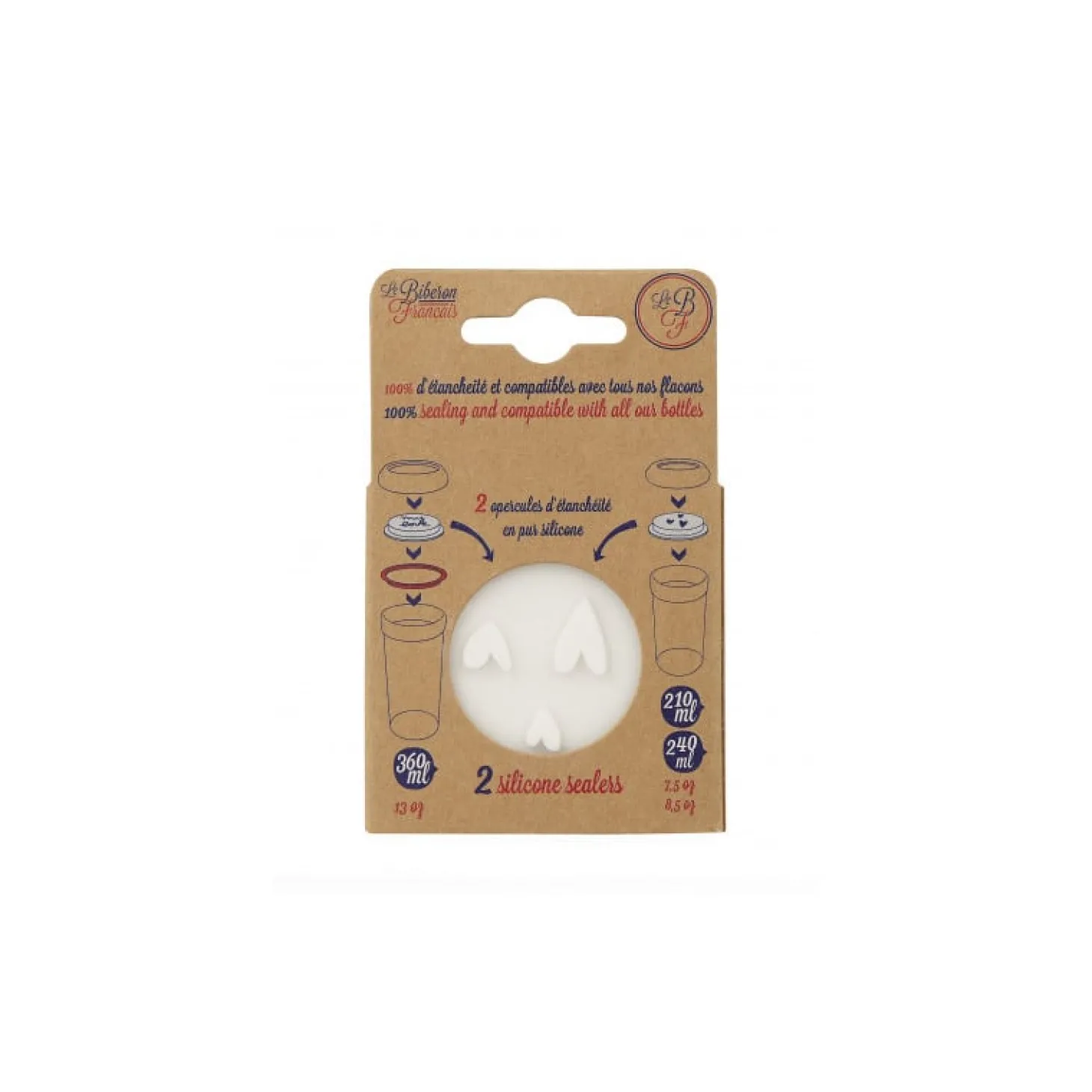 Le biberon Français 2 opercules en silicone Cœurs/Mylove