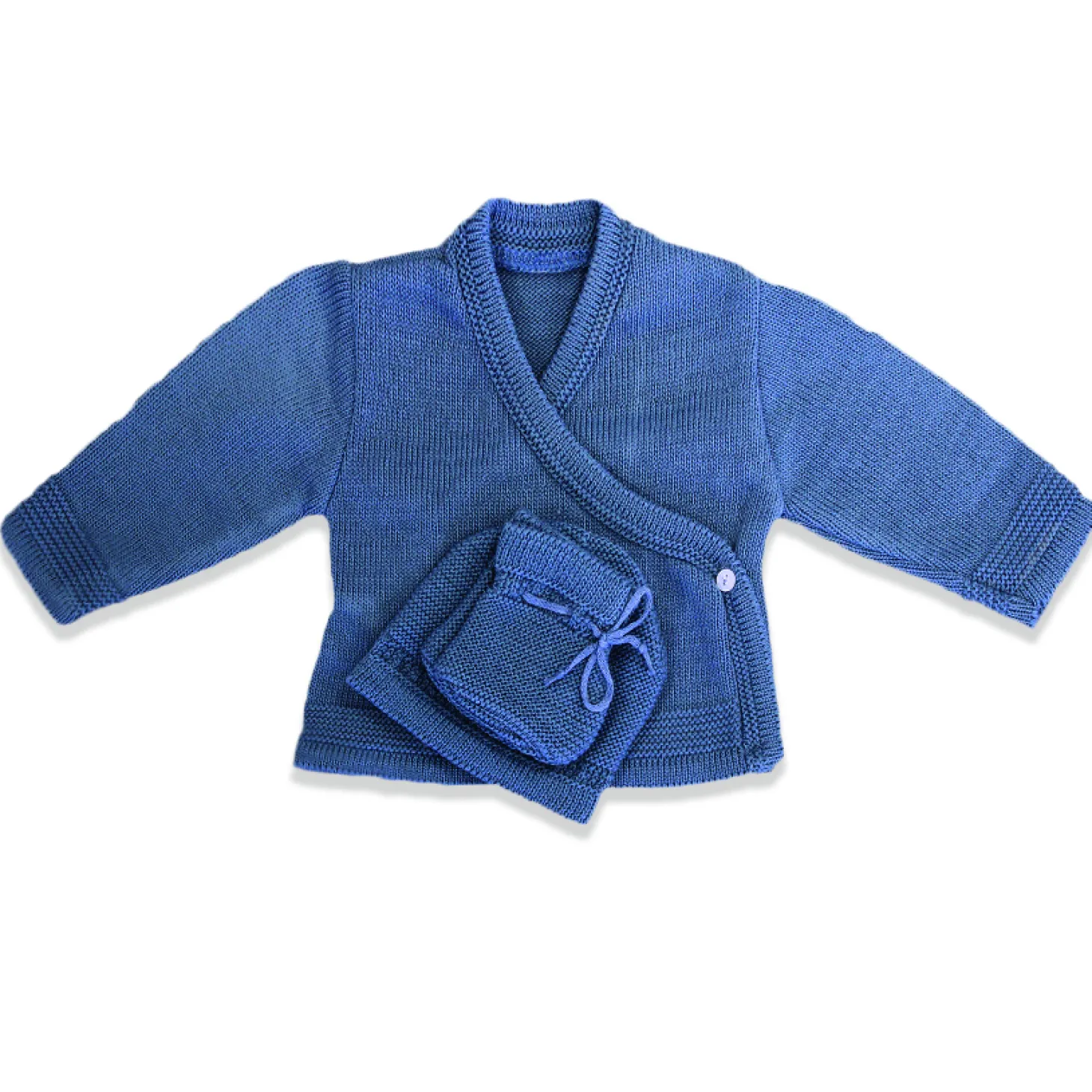 Les Chatounets Brassière + Bonnet + Chaussons Flora Indigo 1 mois