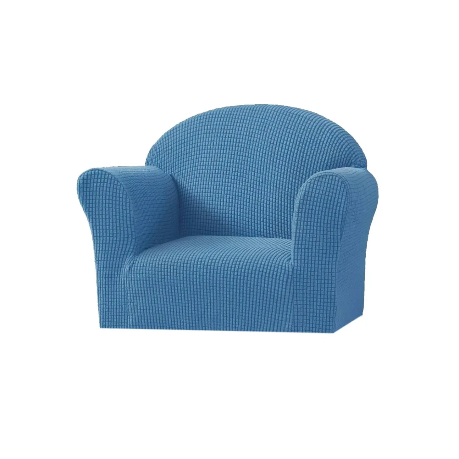 Les Chatounets Fauteuil club uni gaufré Bleu