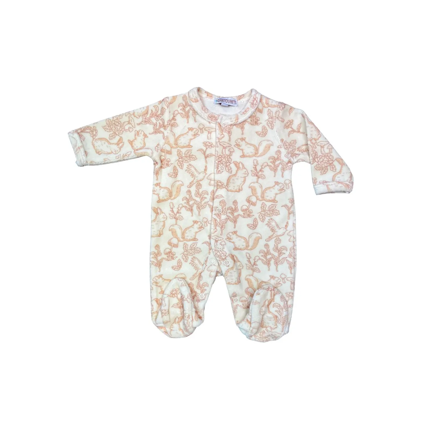 Les Chatounets Pyjama All-over Ecureuil Ecru/Taupe 12 mois