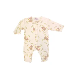 Les Chatounets                    Pyjama All-over Lapin fleur    Ecru/Gris/Vert