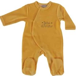 Les Chatounets Pyjama en velours Pieuve Moutarde/Taupe/Framboise/Terracotta/Marine 0-3 mois
