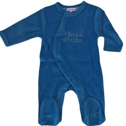 Les Chatounets Pyjama en velours Pieuve Moutarde/Taupe/Framboise/Terracotta/Marine 0-3 mois