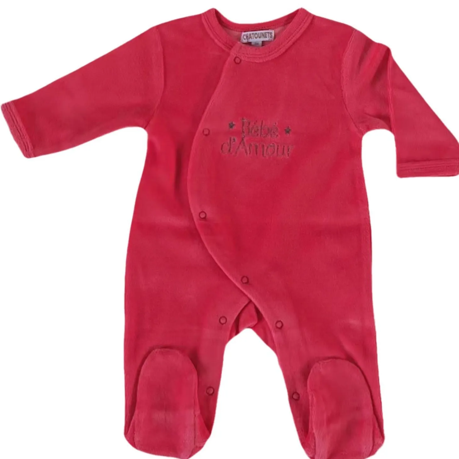 Les Chatounets Pyjama en velours Pieuve Moutarde/Taupe/Framboise/Terracotta/Marine 0-3 mois