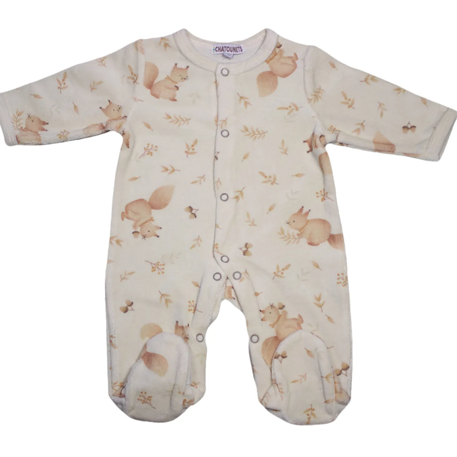 Les Chatounets Pyjama velours Noix Multicolore
