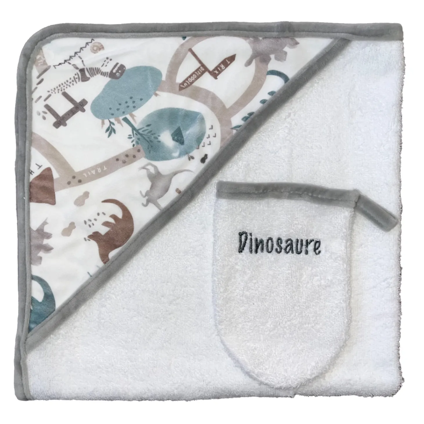 Les Chatounets Sortie de bain Skateboard Blanc/Gris