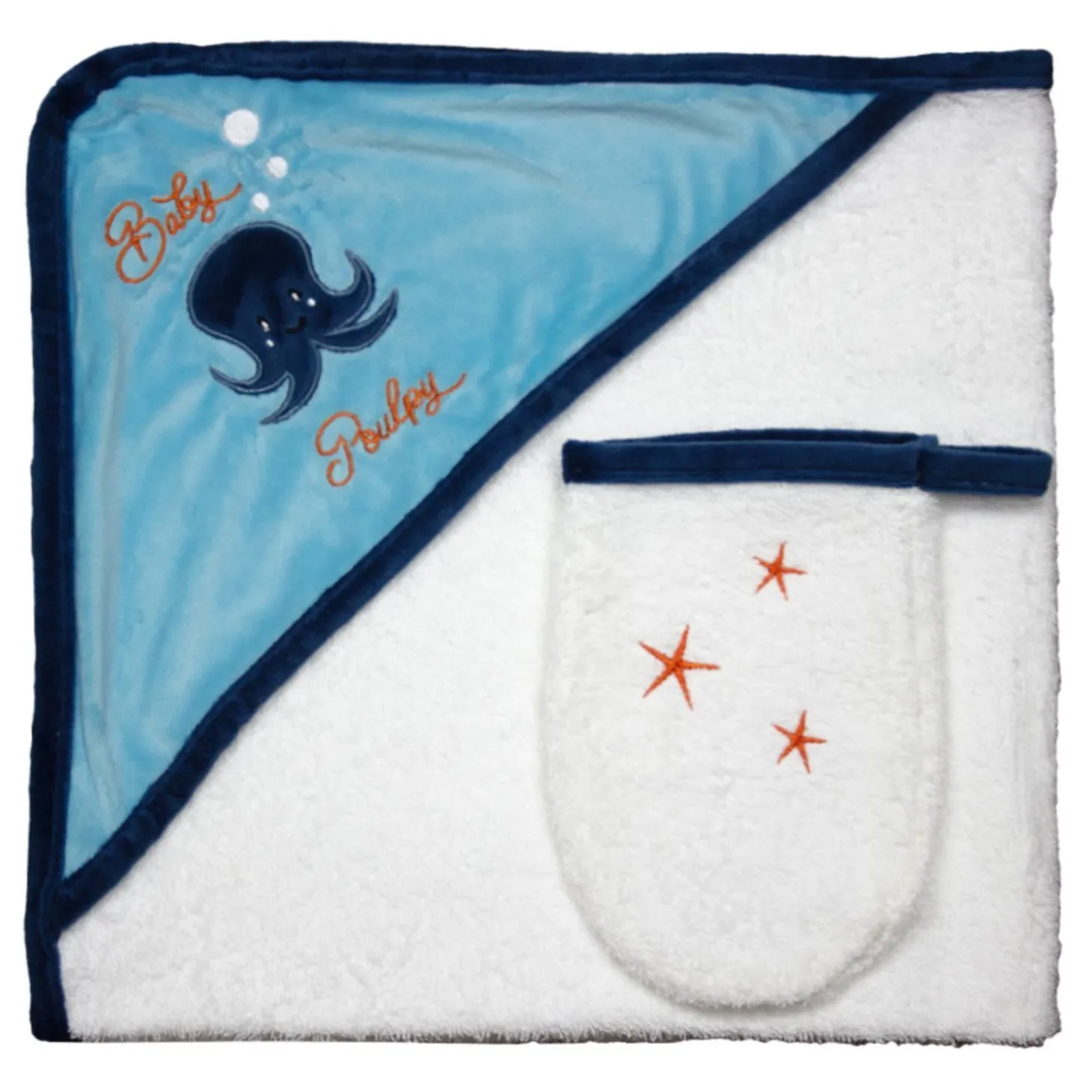 Les Chatounets Sortie de bain Skateboard Blanc/Marine