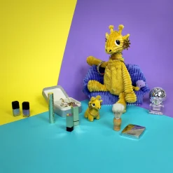 Les Déglingos Peluche avec bébé Ptipotos Girafe Maman/Bébé Moutarde