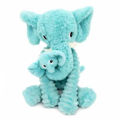 Les Déglingos Peluche Ptipotos Elephant Maman/Bebe Aqua