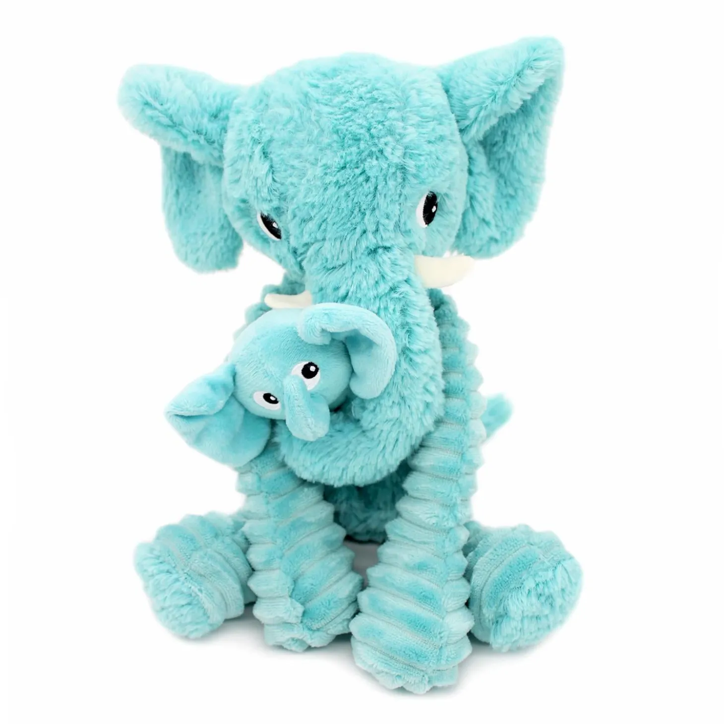 Les Déglingos Peluche Ptipotos Elephant Maman/Bebe Aqua