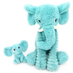 Les Déglingos Peluche Ptipotos Elephant Maman/Bebe Aqua