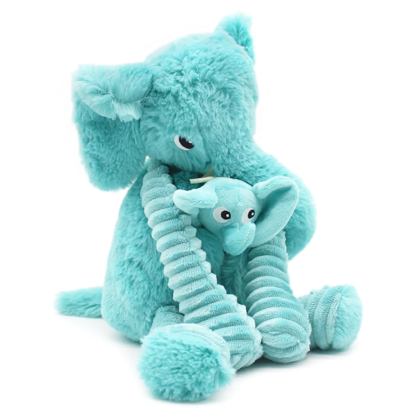 Les Déglingos Peluche Ptipotos Elephant Maman/Bebe Aqua