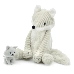 Les Déglingos                    Peluche Ptipotos Renard Arctique Maman/Bebe    Gris Clair