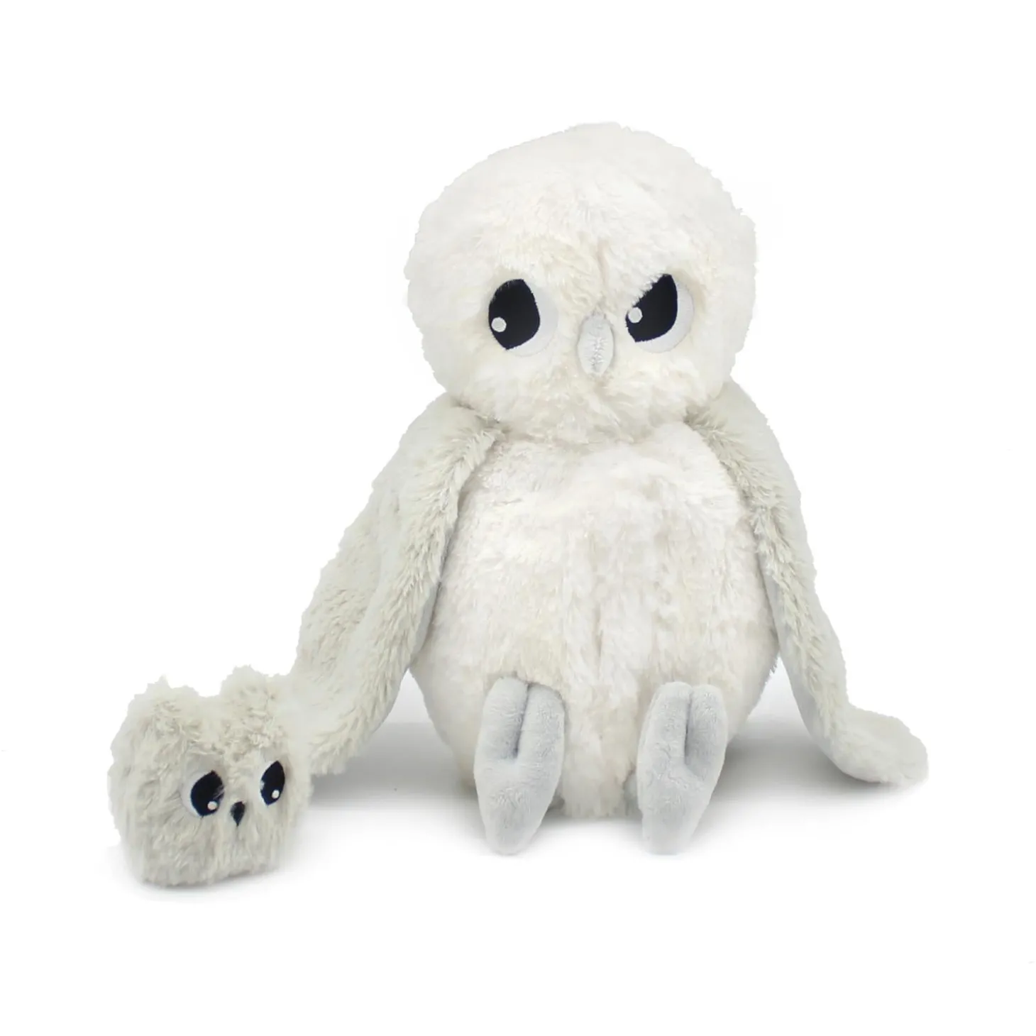 Les Déglingos Peluche Ptipotos Chouette Polaire Maman/Bebe Blanc
