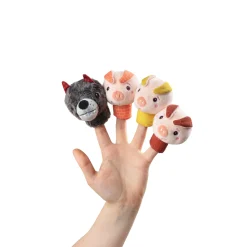 Lilliputiens Marionnettes à doigts le loup et les 3 petits cochons